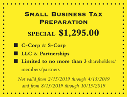 $1,195 Small Business tax preparation coupon