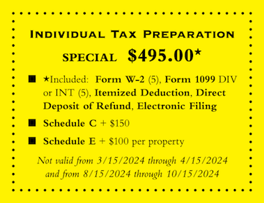 $495 Individual's tax preparation coupon